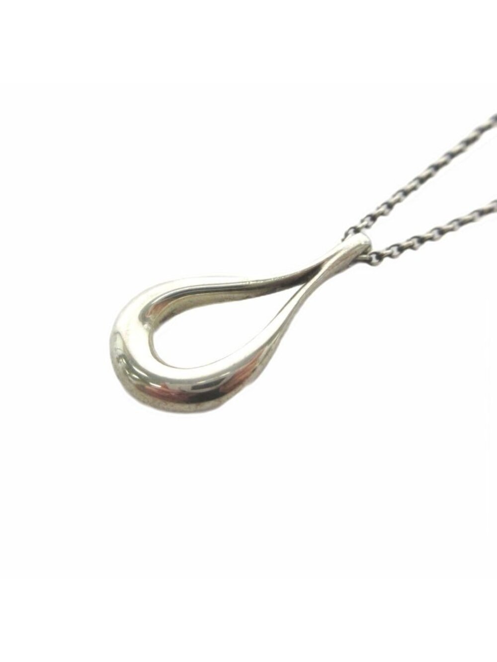 Tiffany & Co Open Teardrop Necklace Elsa Peretti 925 Sterling Silver Colored